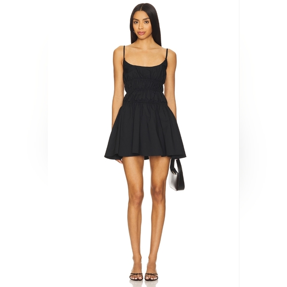 Tularosa Dresses & Skirts - Tularosa Donna Mini Dress Black Smocked Fit & Flare Adjustable Straps Size M NWT